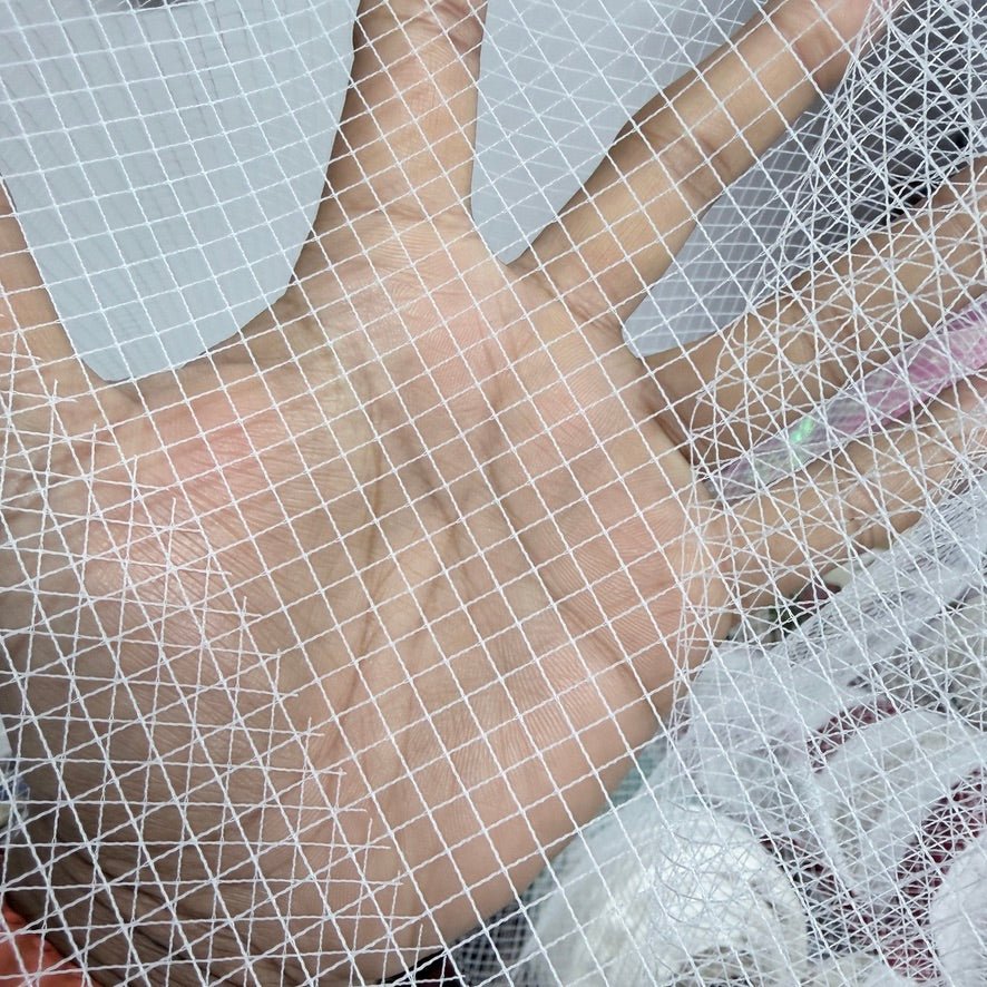 100m Bird Cage Fascinator Stiff Dress Net Tulle Fabric, White - Bull Ring Fabrics