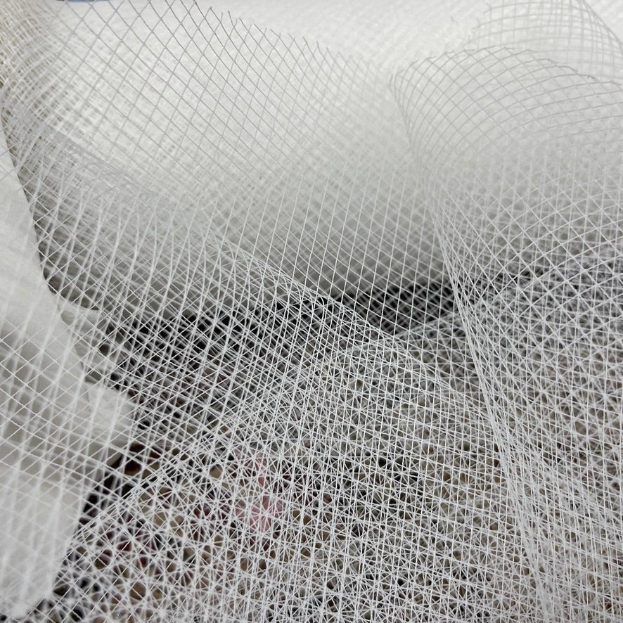 100m Bird Cage Fascinator Stiff Dress Net Tulle Fabric, White - Bull Ring Fabrics