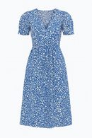 Floral Abstract Designer Viscose Fabric, Blue