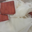 Cream Patterned Voile Fabric TERRACOTTA SUEDE PATCH Net Curtain Draping Material