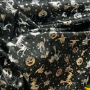 Black Halloween Bats Witches Pumpkins Silver Foil Taffeta Fabric - image 4 - Bull Ring Fabrics