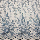 Grey Peal Net LACE Indian Lace Embroidery Blossom Pearls Bridal Dress Fabric