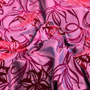 Purple Velvet Flock Taffeta Fabric Floral Wedding Bridal Dress Curtain Cushion