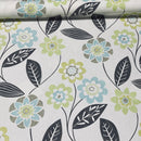 Lime Green & Blue Floral 100% Cotton Furnishing Fabric, Ivory 140cm - image 2 - Bull Ring Fabrics