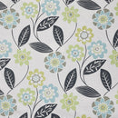 Lime Green & Blue Floral 100% Cotton Furnishing Fabric, Ivory 140cm - image 4 - Bull Ring Fabrics