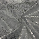 White Silver Metallic 'Christmas Greetings' Foil Taffeta Fabric - image 2 - Bull Ring Fabrics