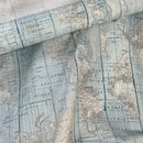 Cotton Rich Linen Look Fabric World Map Atlas Upholstery Curtain Cushion 54”