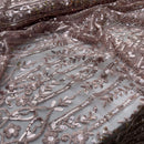 LUX Heavy Sequin Lace Embroidery Fabric Bridal Wedding Dress Material 60" GOLD