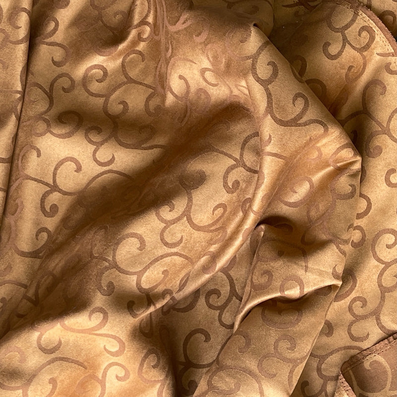 Heavy Swirls Faux Suede Fabric Upholstery Car Interior Cushion Bags Dress BROWN