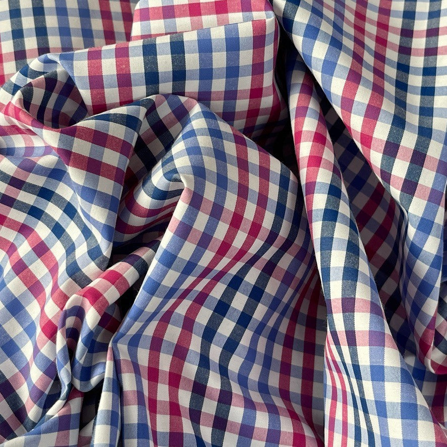 Blue & Pink Gingham Check 100% Cotton Fabric, Dressmaking & Craft 150cm - image 7 - Bull Ring Fabrics