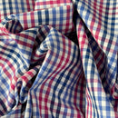 Blue & Pink Gingham Check 100% Cotton Fabric, Dressmaking & Craft 150cm - image 7 - Bull Ring Fabrics