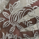 PAISLEY Net Lace Fabric Dress Bridal Wedding Lace Bespoke Pattern 54” CREAM