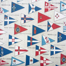 Royal Yacht Cruising Club Nautical Print Cotton Fabric, Upholstery 140cm - Bull Ring Fabrics