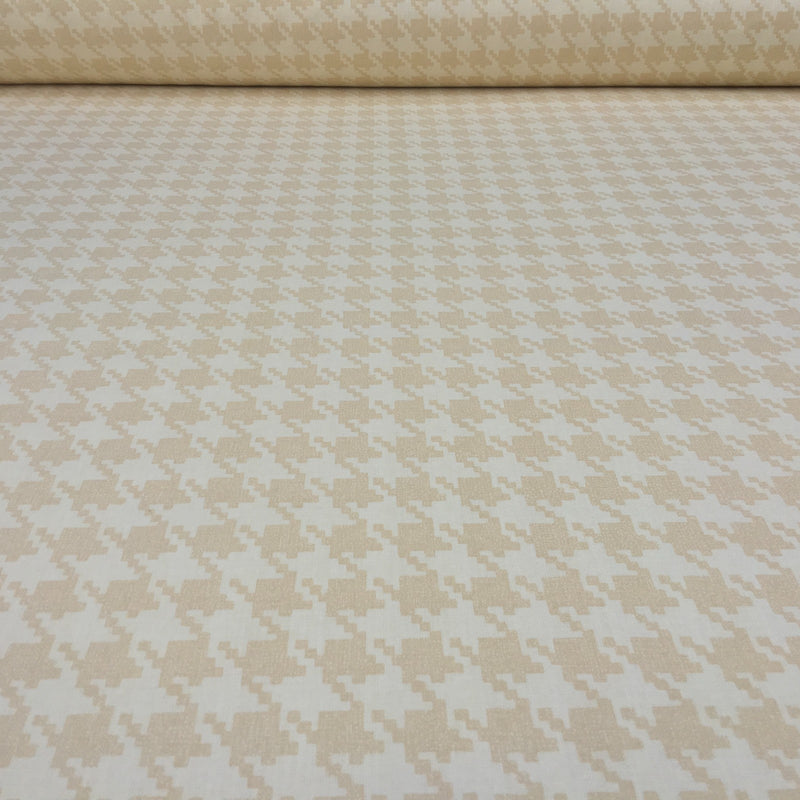 Cream Houndstooth Heavy Cotton Canvas Fabric, Ottilie Stevenson 140cm - Bull Ring Fabrics