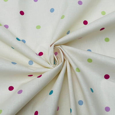 Polka Dot Spotty Cotton Craft Fabric, Colourful Spots 140cm, Candy - Bull Ring Fabrics