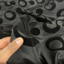 Black Retro Spots Velvet Flocked Taffeta Fabric - image 5 - Bull Ring Fabrics
