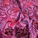 Purple Velvet Flock Taffeta Fabric Floral Wedding Bridal Dress Curtain Cushion