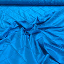 Turquoise Blue Pearl Quilted Diamond Stitch Taffeta Fabric - image 3 - Bull Ring Fabrics
