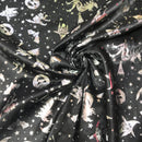 Black Halloween Bats Witches Pumpkins Silver Foil Taffeta Fabric - image 3 - Bull Ring Fabrics