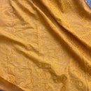 Mustard Cotton Lawn Fabric Broderie Anglaise Paisley Embroidery Sequin Dress 54”