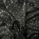 Black Halloween Silver Stars and Moon Foil Taffeta Fabric - image 5 - Bull Ring Fabrics