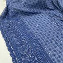 Dress Broderie Anglaise Paisley Sequin Lawn Cotton Dress Cloth Fabric, Navy