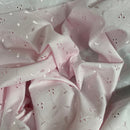 3 Hole Small Floral COTTON Broderie Anglaise Fabric Dress 45”- Pale Pink