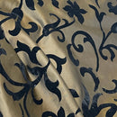 Black Velvet Flock Floral Faux Silk Taffeta Dress Fabric in Brown - image 2