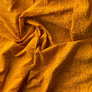 Mustard Cotton Lawn Fabric Broderie Anglaise Paisley Embroidery Sequin Dress 54”