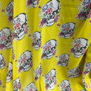 Sugar Skulls Floral Chiffon Fabric Dress Headscarf Head Wrap Gothic 60" Yellow