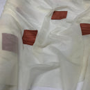 Cream Patterned Voile Fabric TERRACOTTA SUEDE PATCH Net Curtain Draping Material