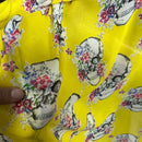 Sugar Skulls Floral Chiffon Fabric Dress Headscarf Head Wrap Gothic 60" Yellow
