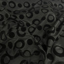 Black Retro Spots Velvet Flocked Taffeta Fabric - Bull Ring Fabrics