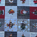 Christmas Gnome & Snowman Patchwork Cotton Linen Fabric, Jingle Bells 140cm - image 2 - Bull Ring Fabrics