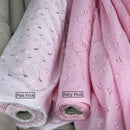 3 Hole Small Floral COTTON Broderie Anglaise Fabric Dress 45”- Pale Pink