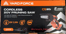 Yard Force 20V 12cm Mini Chainsaw Cordless + 20V (2Ah) Battery & Charger Bundle