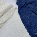 Broderie Anglaise NAVY SEQUINS Paisley Cotton Lawn Fabric Summer Dress Shirt 54”