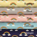 Rainbows in the Clouds 100% Cotton Fabric, Nursery Curtains & Upholstery 140cm - Bull Ring Fabrics