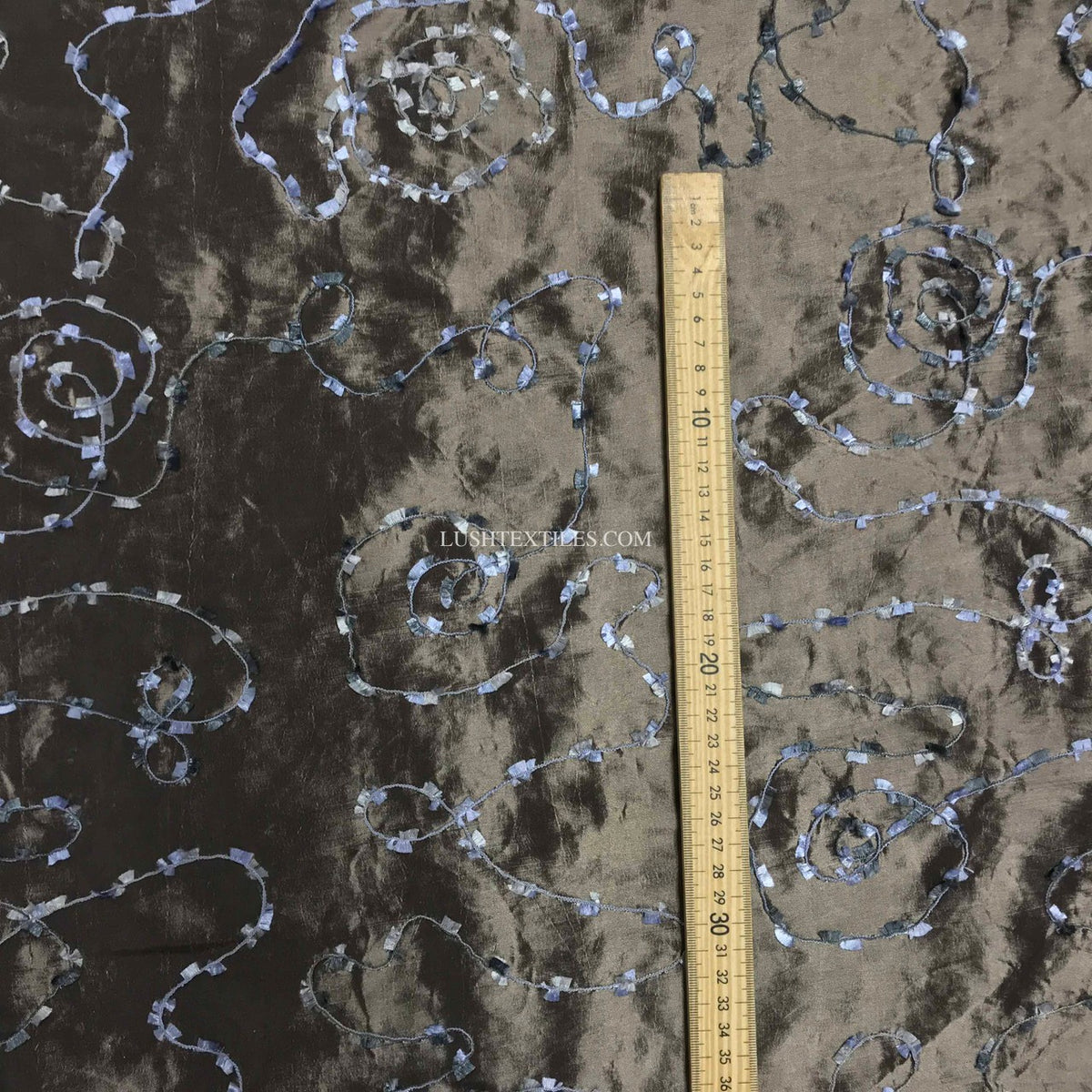 Bronze Rope Embroidery Taffeta Fabric - image 3 - Bull Ring Fabrics