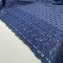 Broderie Anglaise NAVY SEQUINS Paisley Cotton Lawn Fabric Summer Dress Shirt 54”