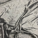 Silver 5 Leaf Embroidered Taffeta Fabric - image 3 - Bull Ring Fabrics