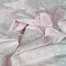 3 Hole Small Floral COTTON Broderie Anglaise Fabric Dress 45”- Pale Pink