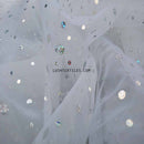 20m Hologram Organza Spots Voile Fabric 60", White