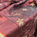 Wine Shot Black Gold Sequin Floral Embroidered Taffeta Fabric - image 3 - Bull Ring Fabrics