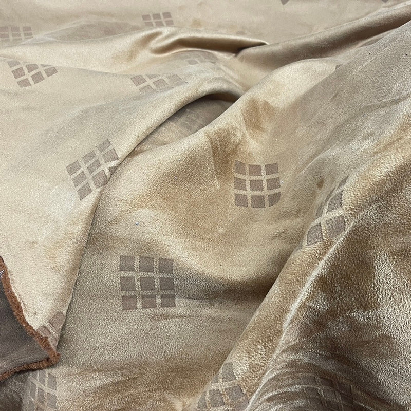 Patterned Faux Suede Fabric Interior Crafts Cushions Dress Bags Sewing 60” TAN