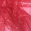 20m Red Xmas Sparkle Sequins Hologram Spot Organza Fabric