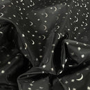 Black Halloween Silver Stars and Moon Foil Taffeta Fabric - image 9 - Bull Ring Fabrics
