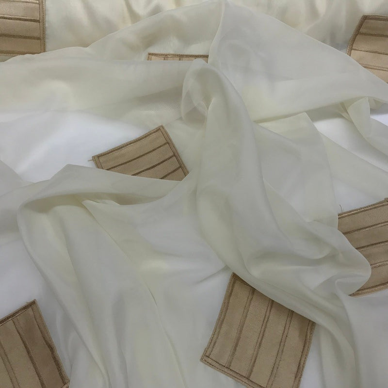 100% Polyester Voile - Gold Suede Draping Net Curtain Fabric Privacy 60", Cream
