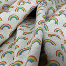 Beige Linen Fabric Curtain Blinds Cushions Upholstery  LGBT 54", SMALL RAINBOWS