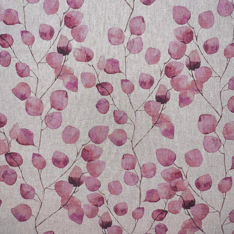 Rose Pink Eucalyptus Money Leaf Linen Look Fabric, Curtain & Upholstery 140cm - Bull Ring Fabrics